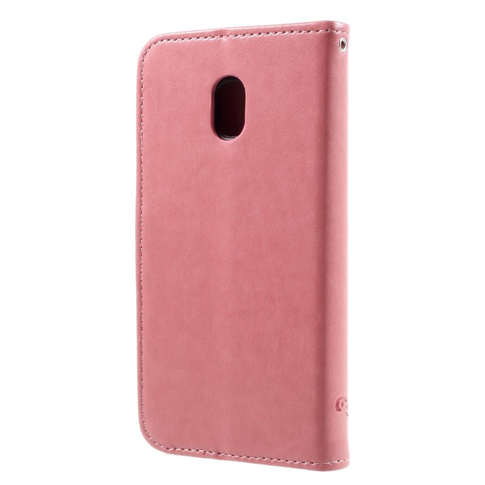 Samsung Galaxy J3 2017 Mobilfodral med fjärilar, Rosa