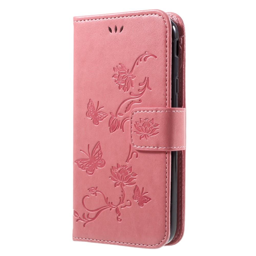 Samsung Galaxy J3 2017 Mobilfodral med fjärilar, Rosa