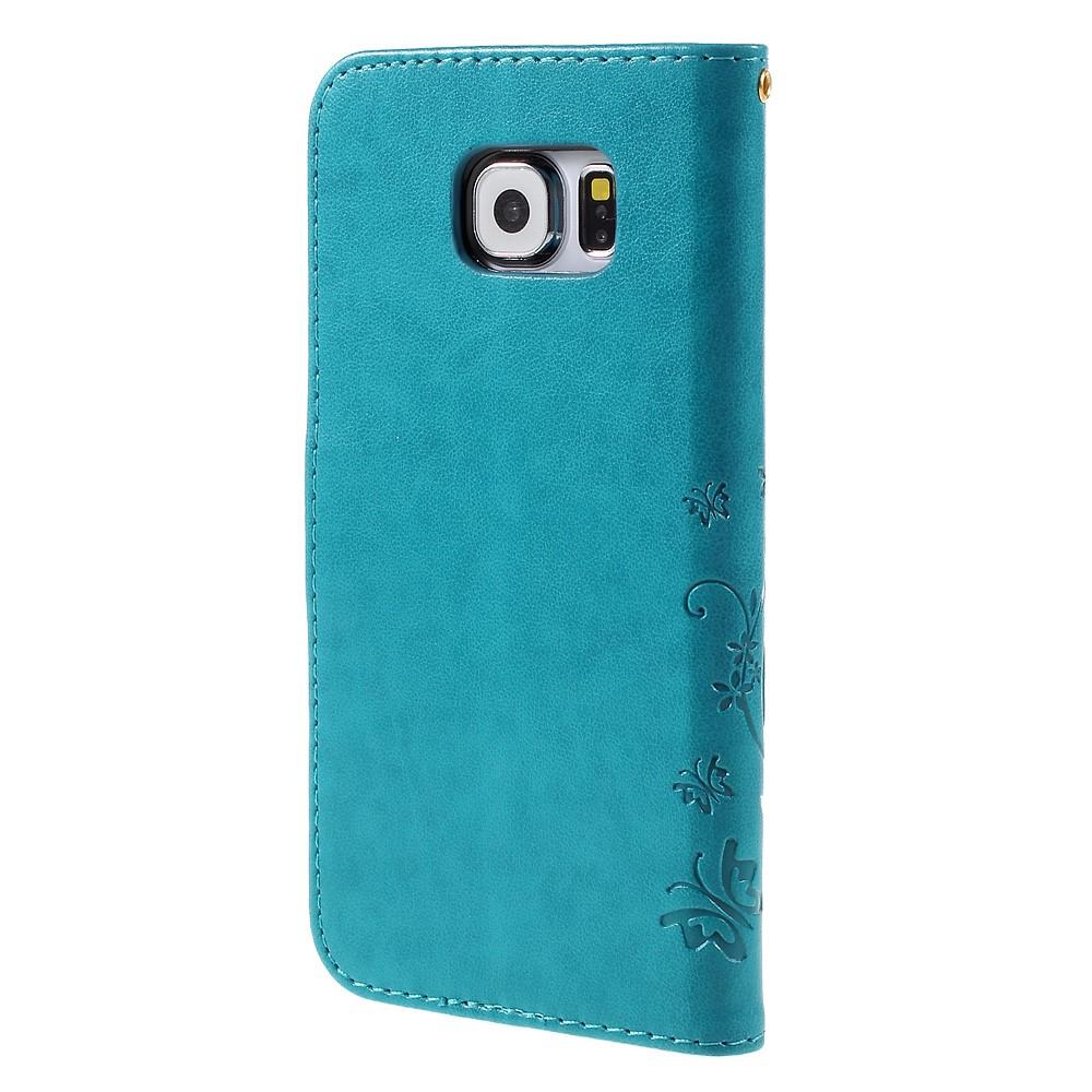 Samsung Galaxy S6 Mobilfodral med fjärilar, Blå