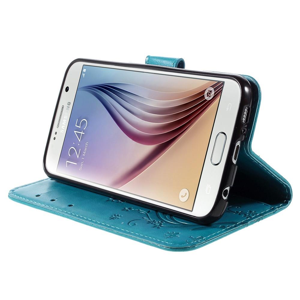 Samsung Galaxy S6 Mobilfodral med fjärilar, Blå