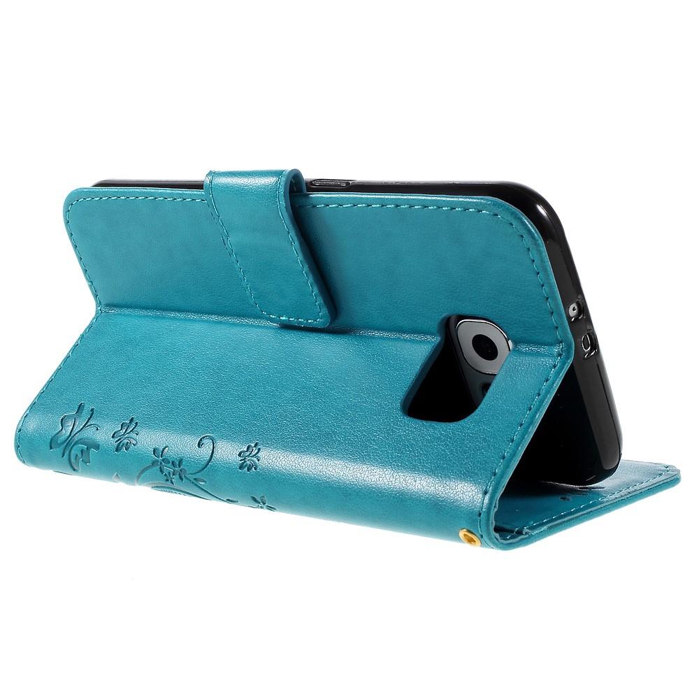 Samsung Galaxy S6 Mobilfodral med fjärilar, Blå