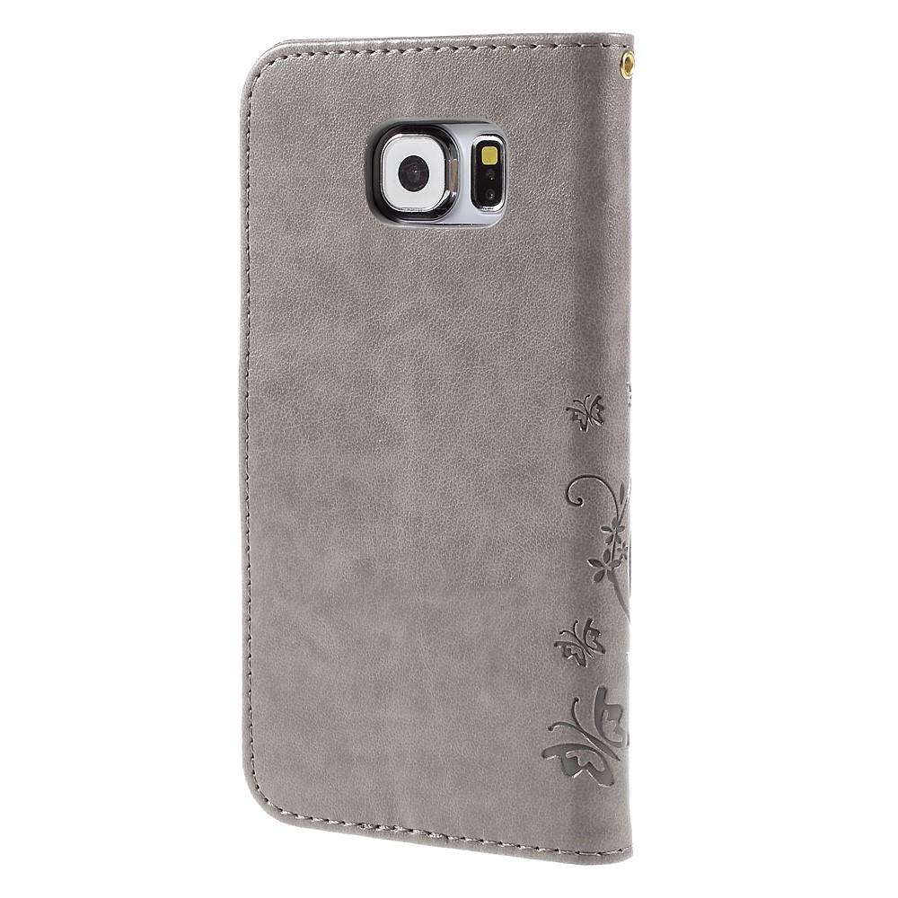 Galaxy S6 Mobilfodral med fjärilar, grå