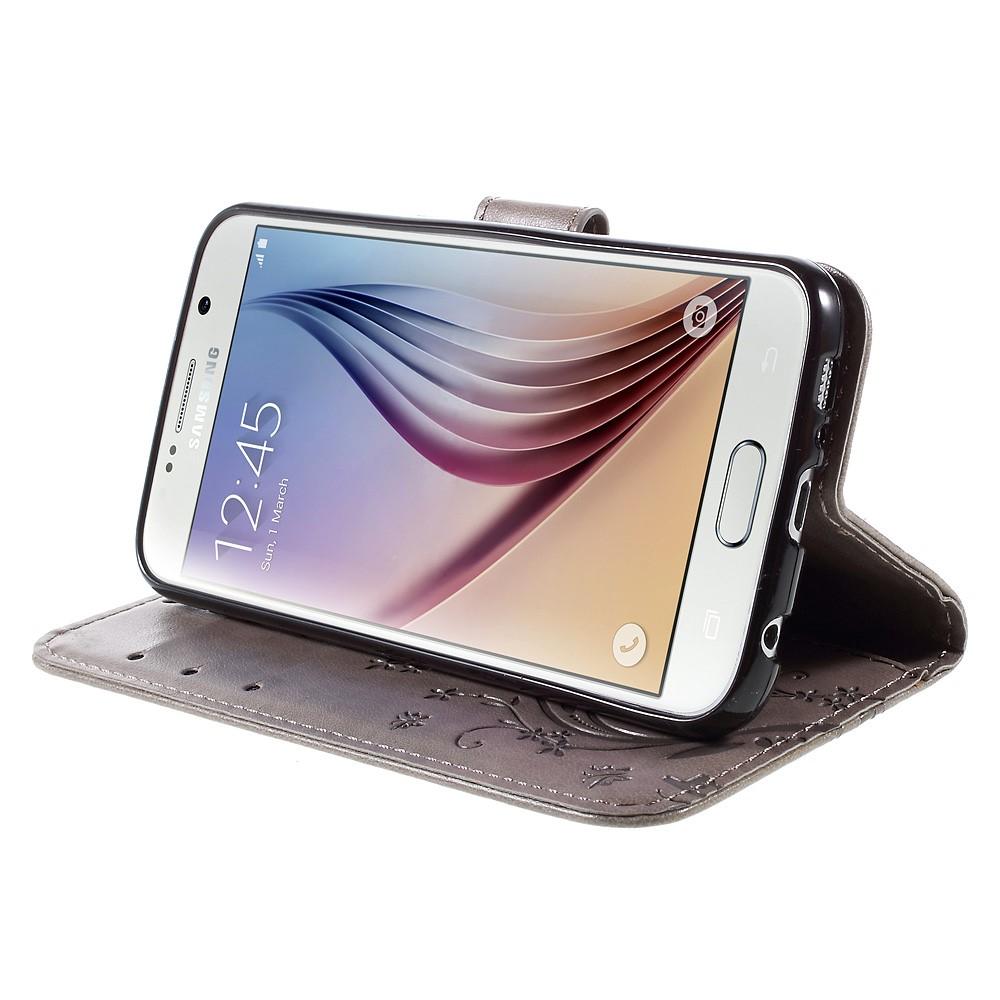 Galaxy S6 Mobilfodral med fjärilar, grå