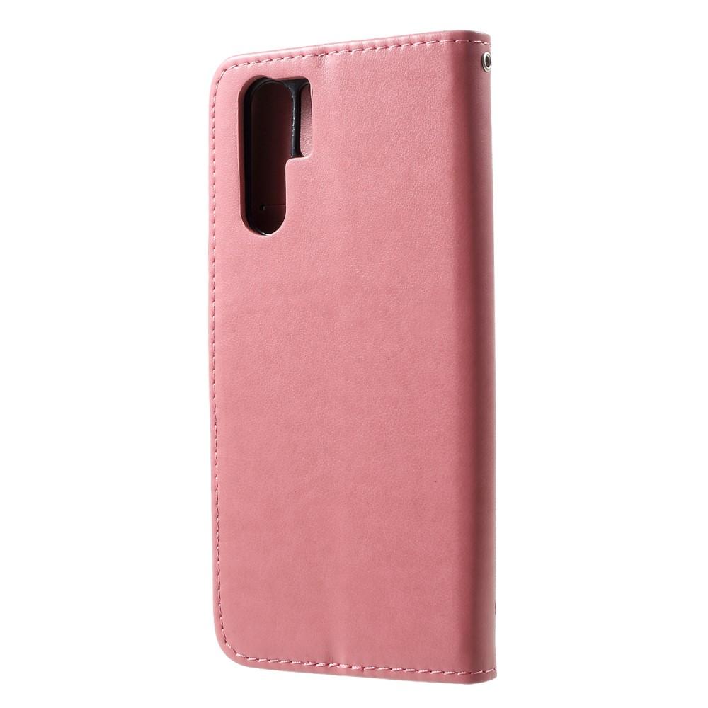 Huawei P30 Pro Mobilfodral med fjärilar, Rosa