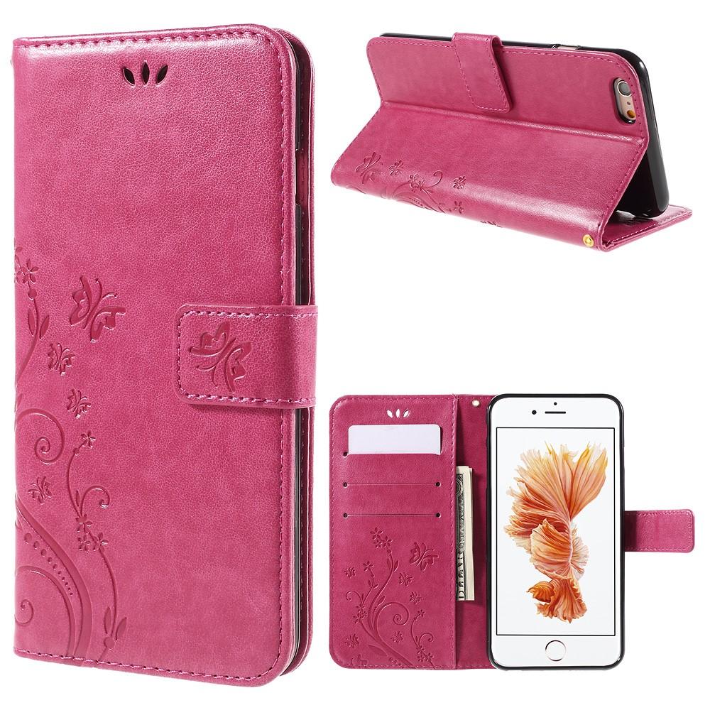 Apple iPhone 6 Plus/6S Plus Mobilfodral med fjärilar, Rosa