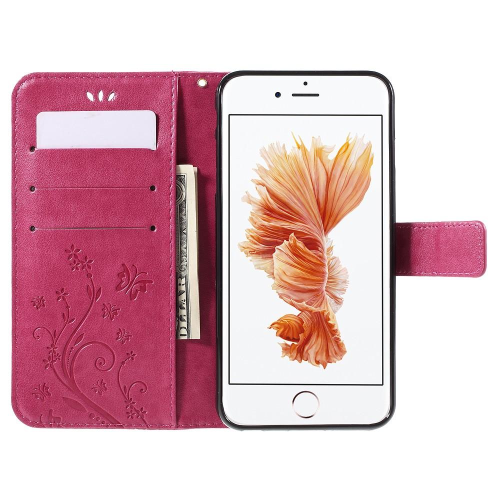 Apple iPhone 6 Plus/6S Plus Mobilfodral med fjärilar, Rosa