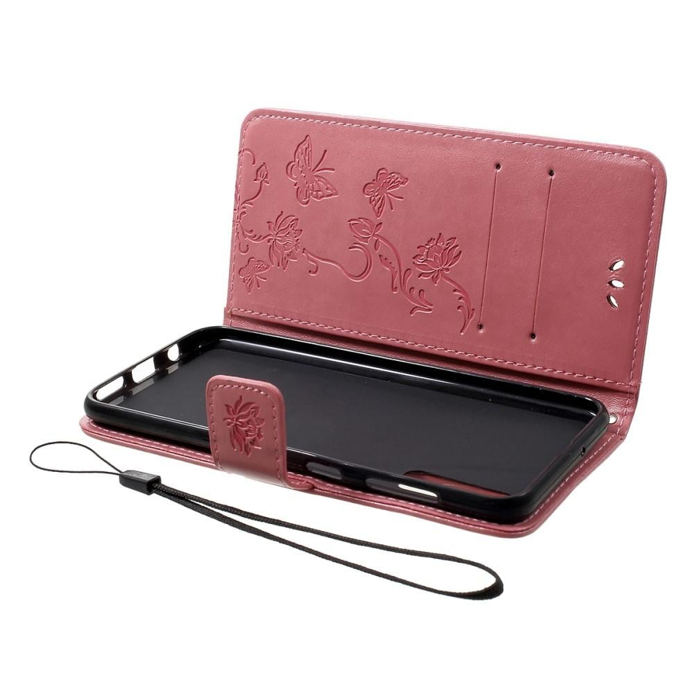 Samsung Galaxy A50 Mobilfodral med fjärilar, Rosa