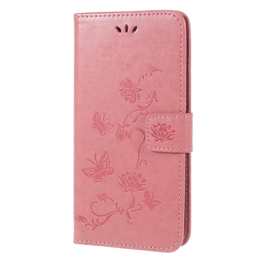 Samsung Galaxy A6 2018 Mobilfodral med fjärilar, Rosa