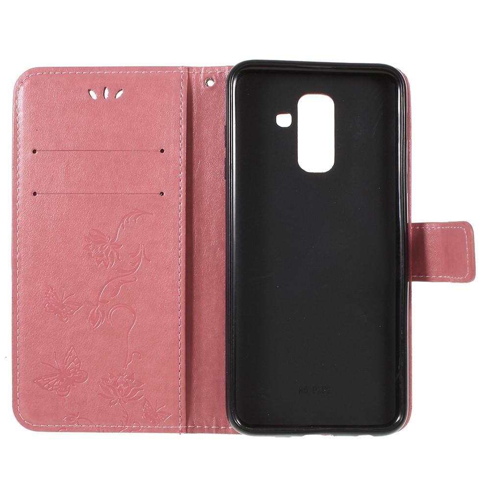 Samsung Galaxy A6 2018 Mobilfodral med fjärilar, Rosa