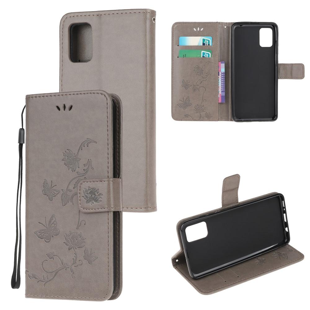 Samsung Galaxy A71 Mobilfodral med fjärilar, Grå
