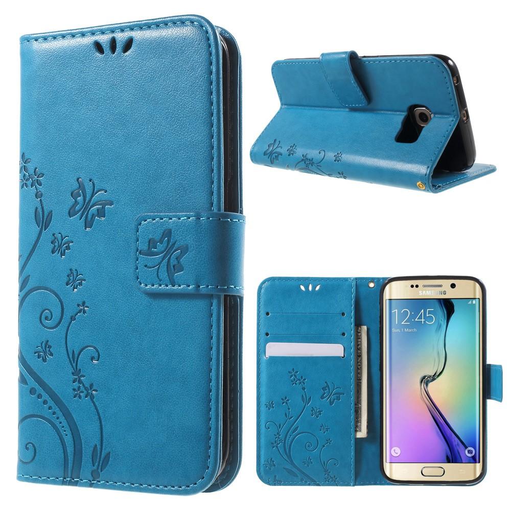 Samsung Galaxy S6 Edge Mobilfodral med fjärilar, Blå