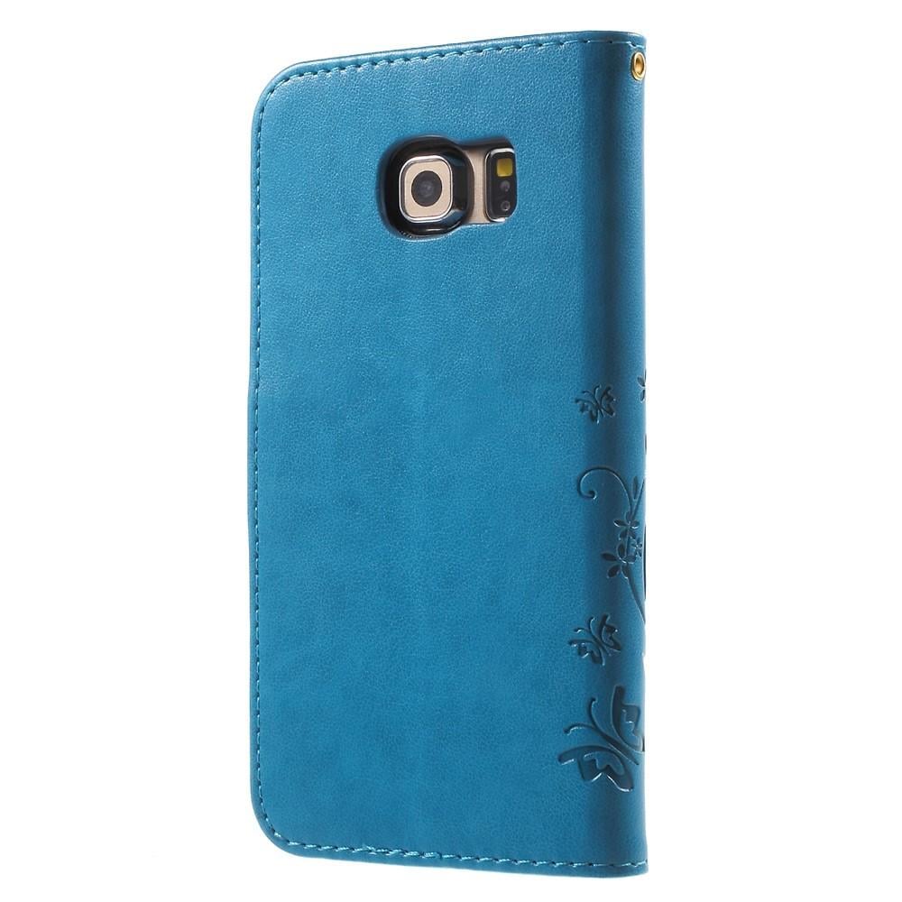 Samsung Galaxy S6 Edge Mobilfodral med fjärilar, Blå