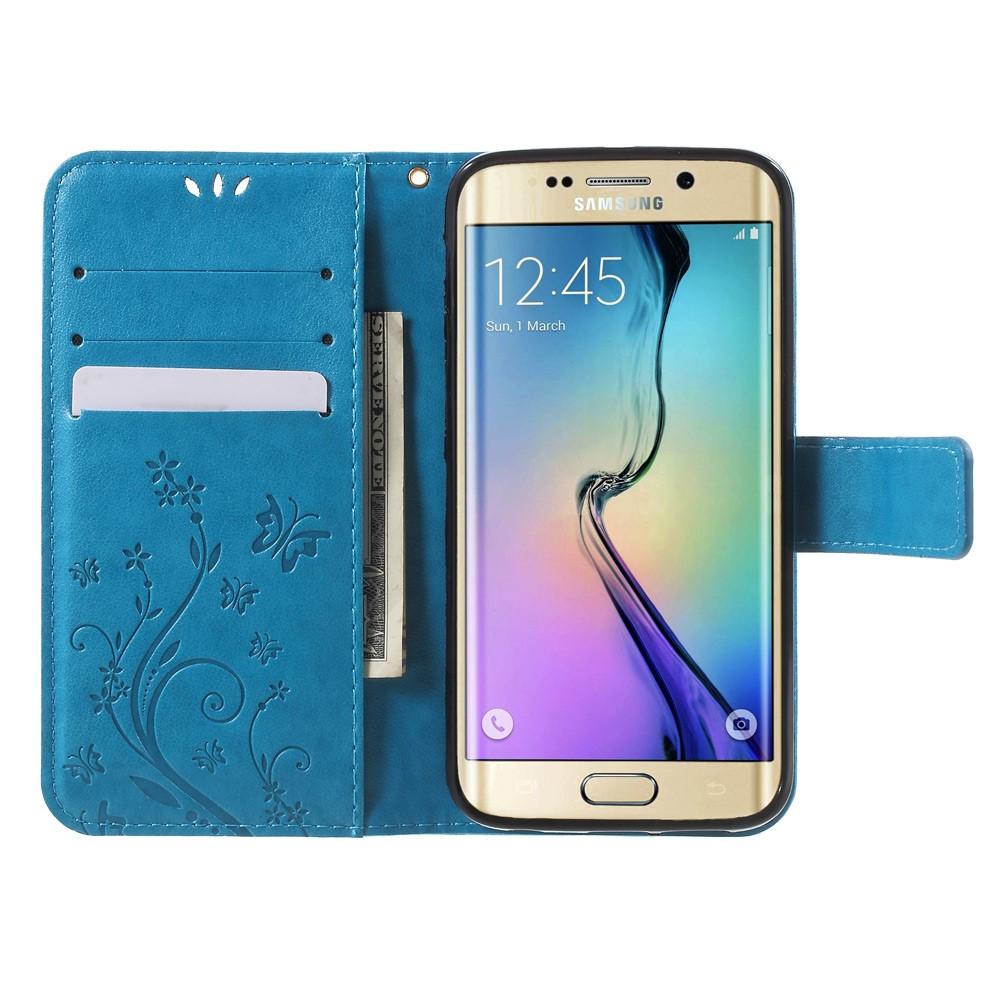 Samsung Galaxy S6 Edge Mobilfodral med fjärilar, blå