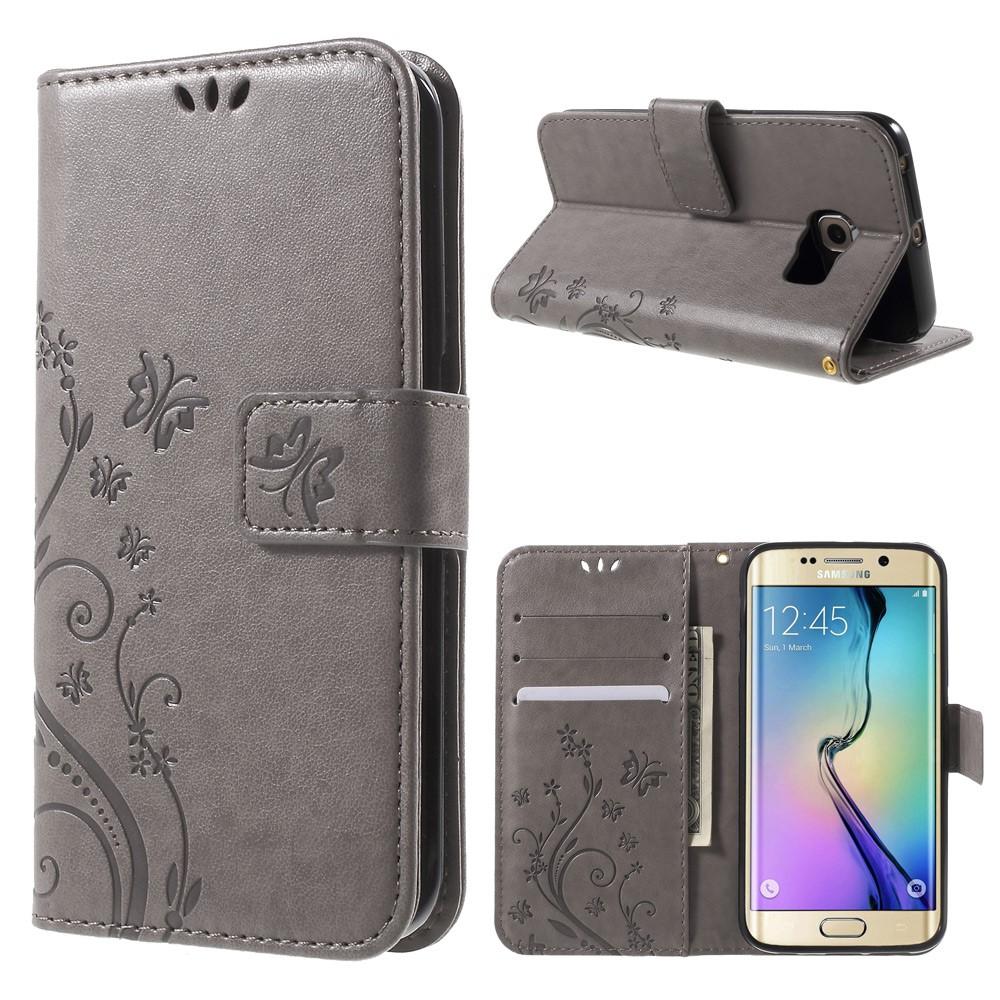 Samsung Galaxy S6 Edge Mobilfodral med fjärilar, Grå