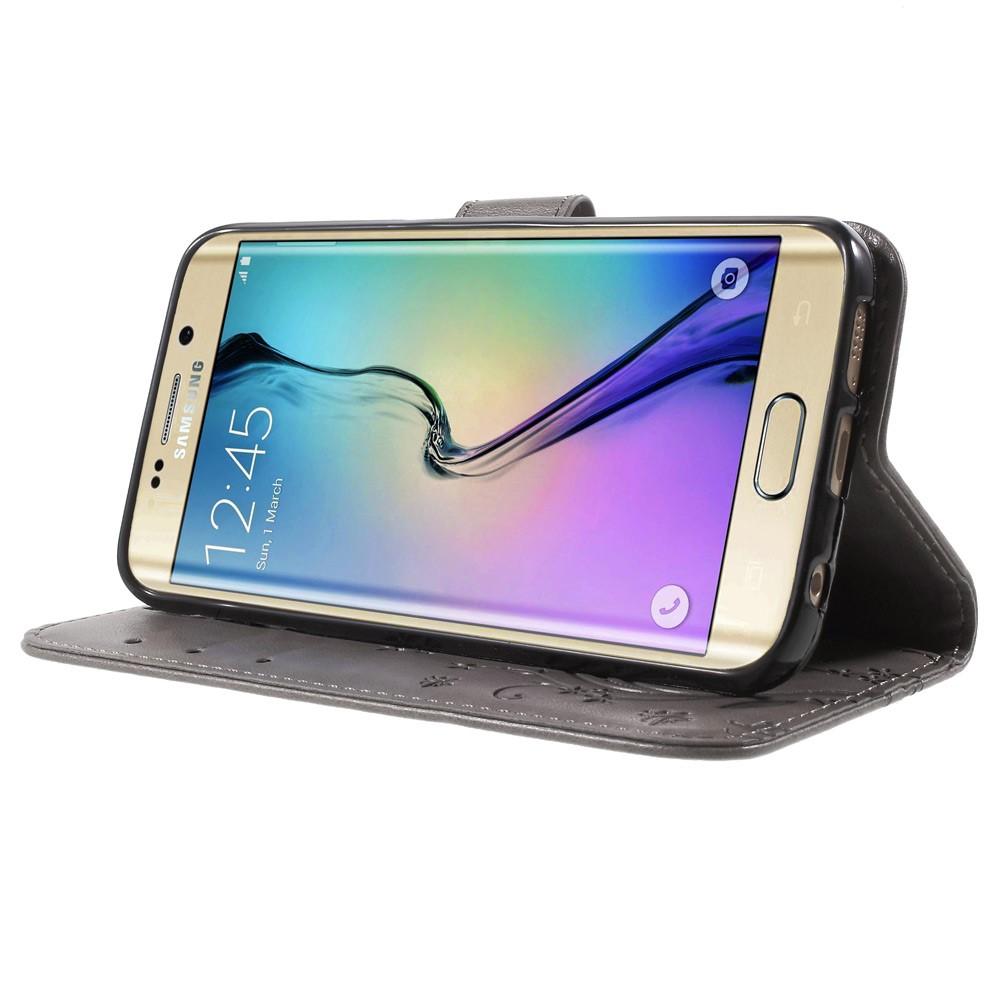Samsung Galaxy S6 Edge Mobilfodral med fjärilar, Grå