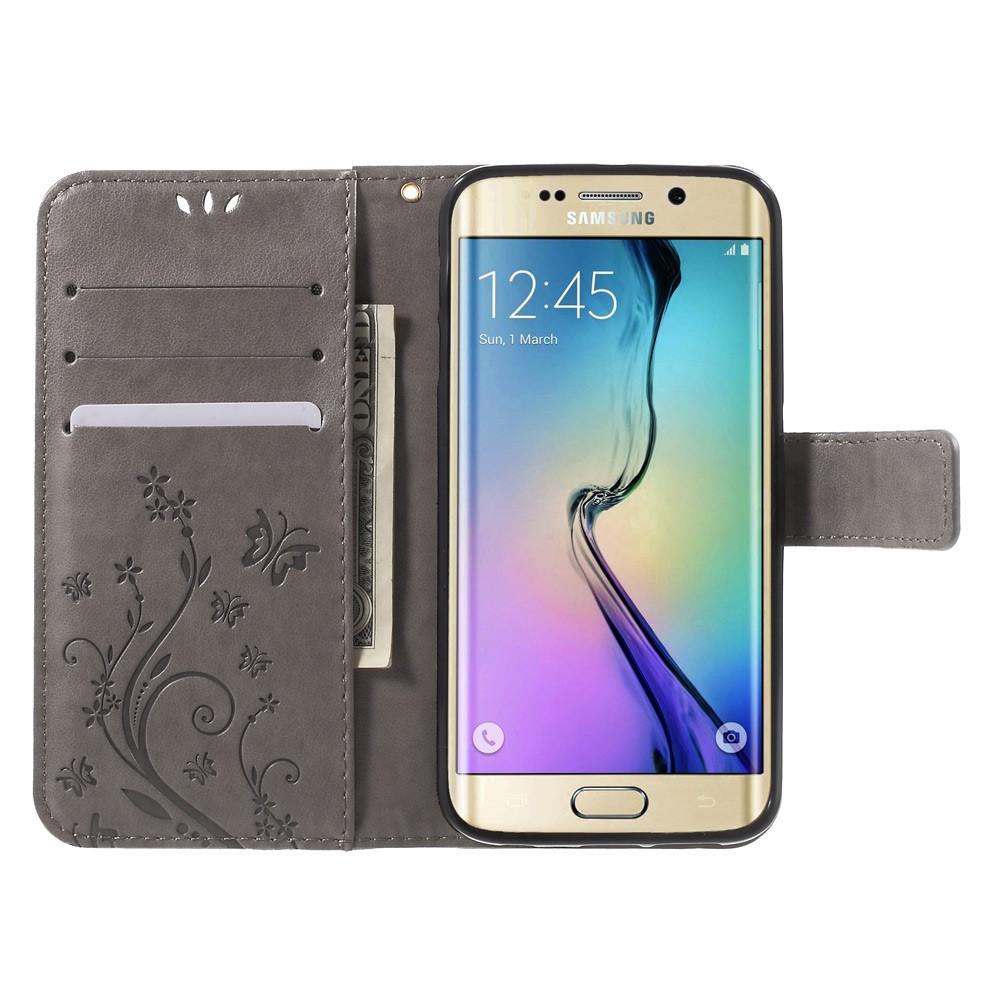 Samsung Galaxy S6 Edge Mobilfodral med fjärilar, Grå