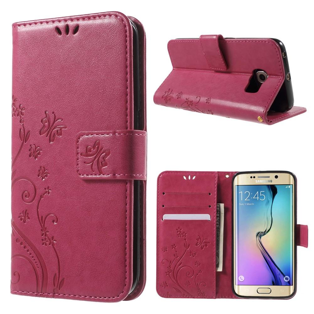 Samsung Galaxy S6 Edge Mobilfodral med fjärilar, Rosa