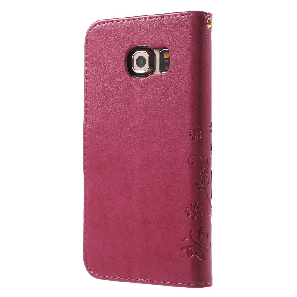 Samsung Galaxy S6 Edge Mobilfodral med fjärilar, Rosa