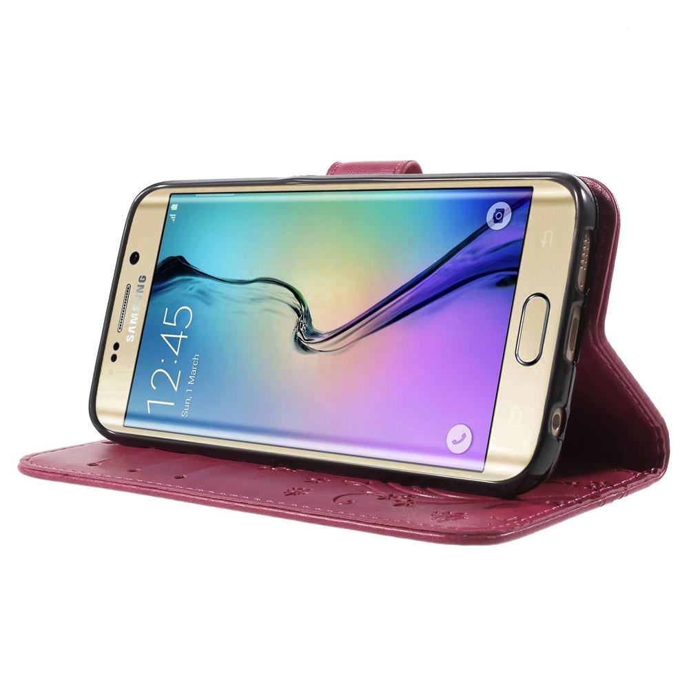 Samsung Galaxy S6 Edge Mobilfodral med fjärilar, Rosa