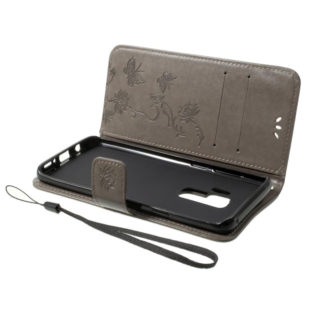 Samsung Galaxy S9 Plus Mobilfodral med fjärilar, Grå