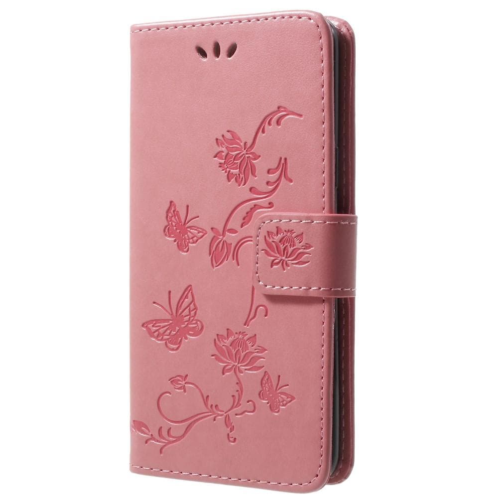 Samsung Galaxy S9 Mobilfodral med fjärilar, Rosa