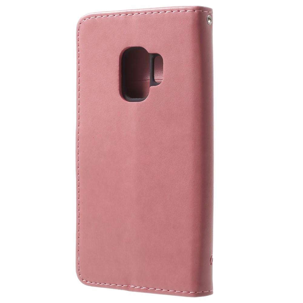 Samsung Galaxy S9 Mobilfodral med fjärilar, Rosa