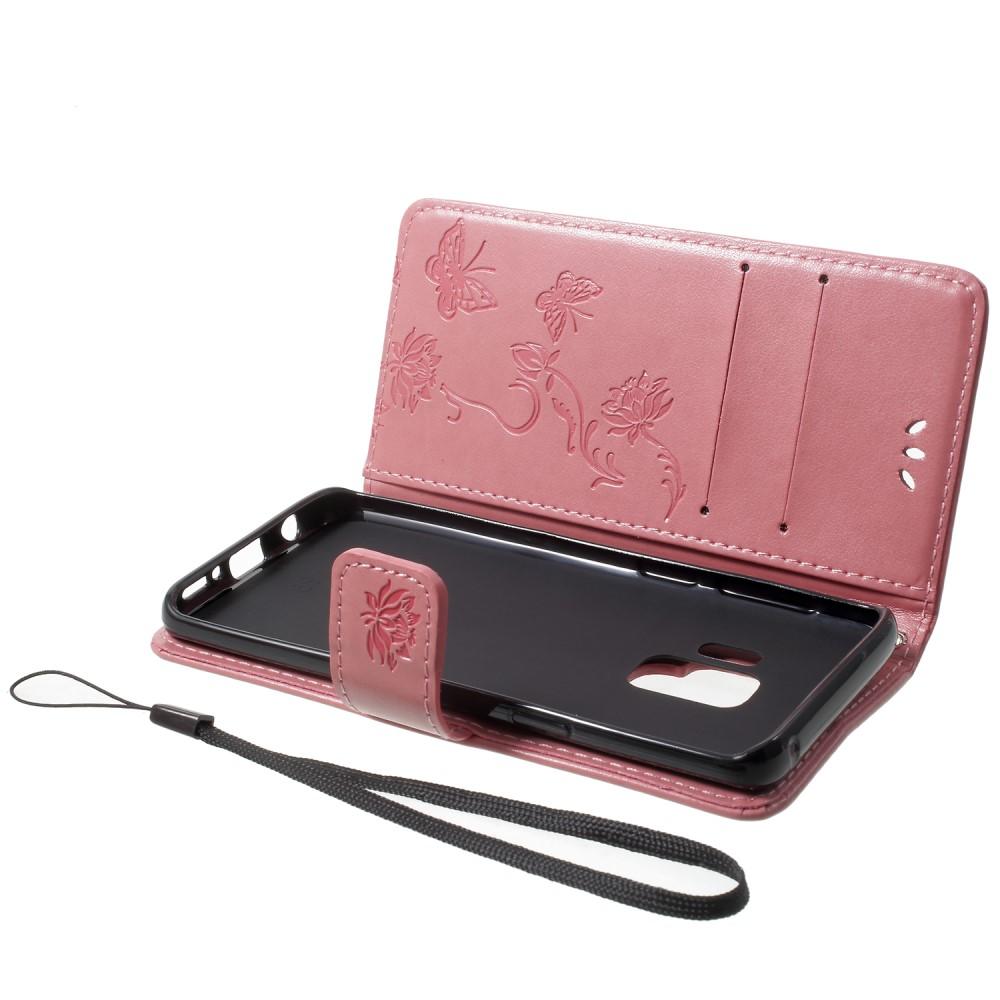 Samsung Galaxy S9 Mobilfodral med fjärilar, Rosa