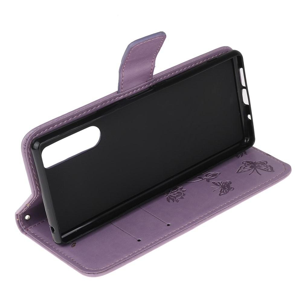 Sony Xperia 5 Mobilfodral med fjärilar, Lila
