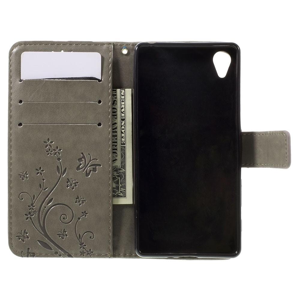Sony Xperia X Mobilfodral med fjärilar, Grå