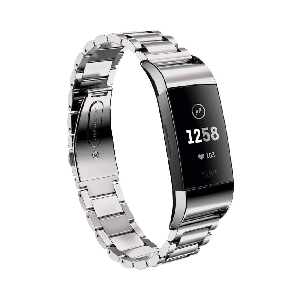 Fitbit Charge 3/4 Stilrent länkarmband i metall, silver