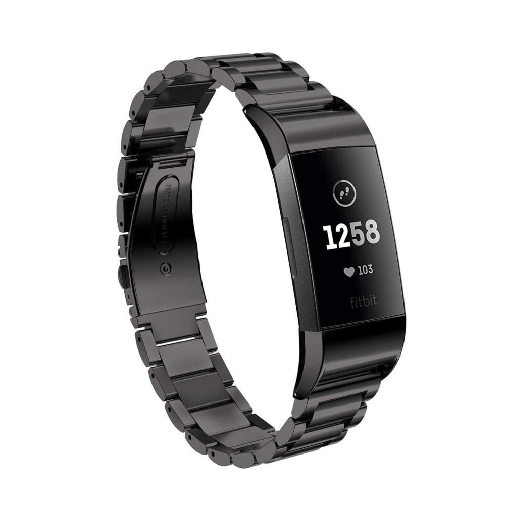 Fitbit Charge 3/Charge 4 Stilrent länkarmband i metall, Svart