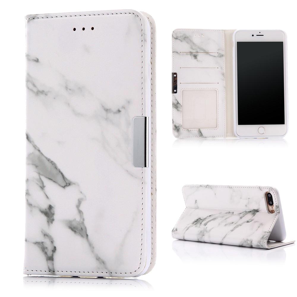 iPhone 7 Plus/8 Plus Enkelt mobilfodral, vit marmor
