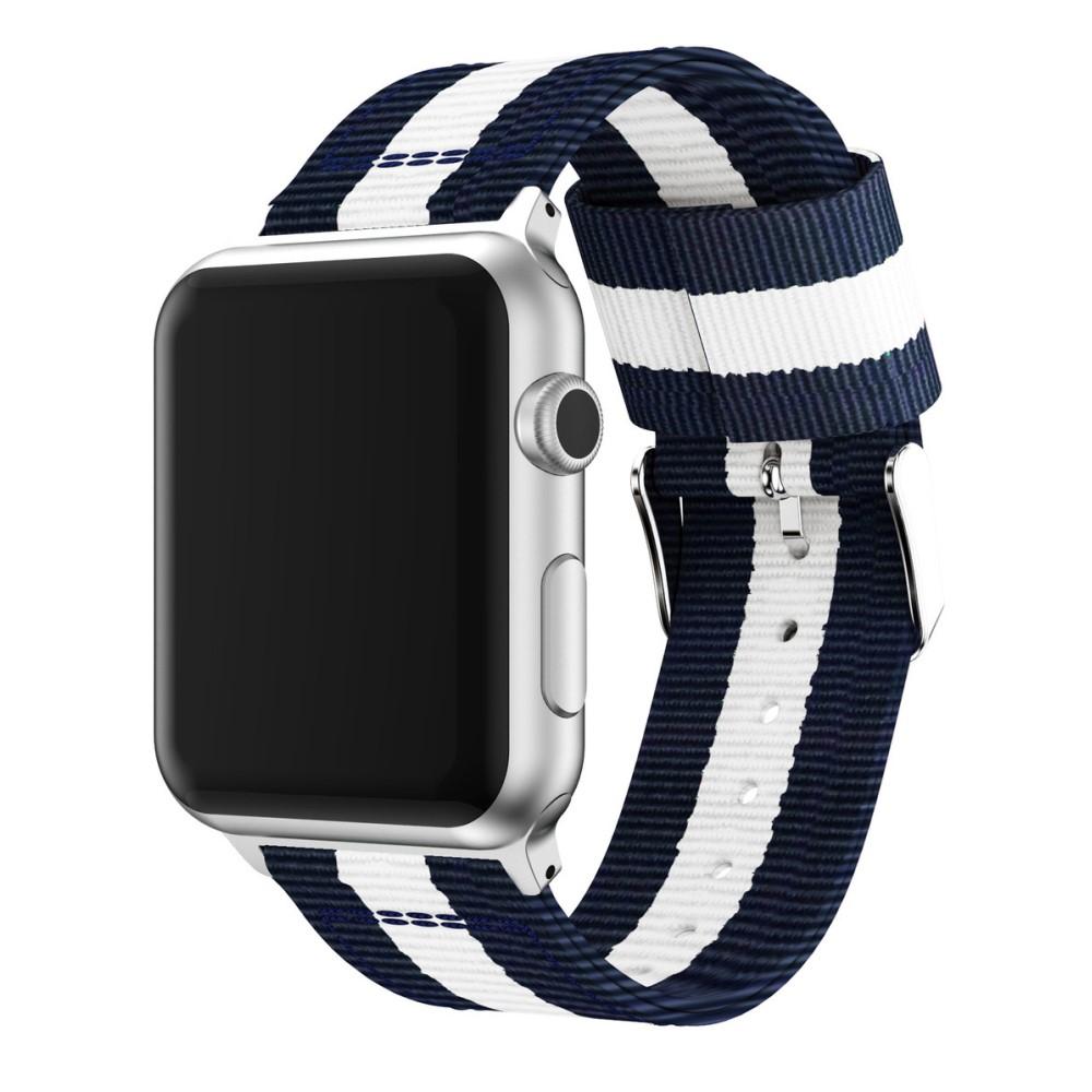 Apple Watch 45mm Series 9 Armband i nylon, blå/vit
