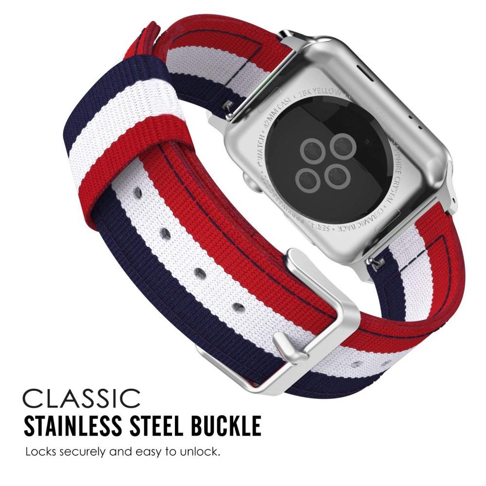 Apple Watch 44mm Armband i nylon, blå/vit/röd