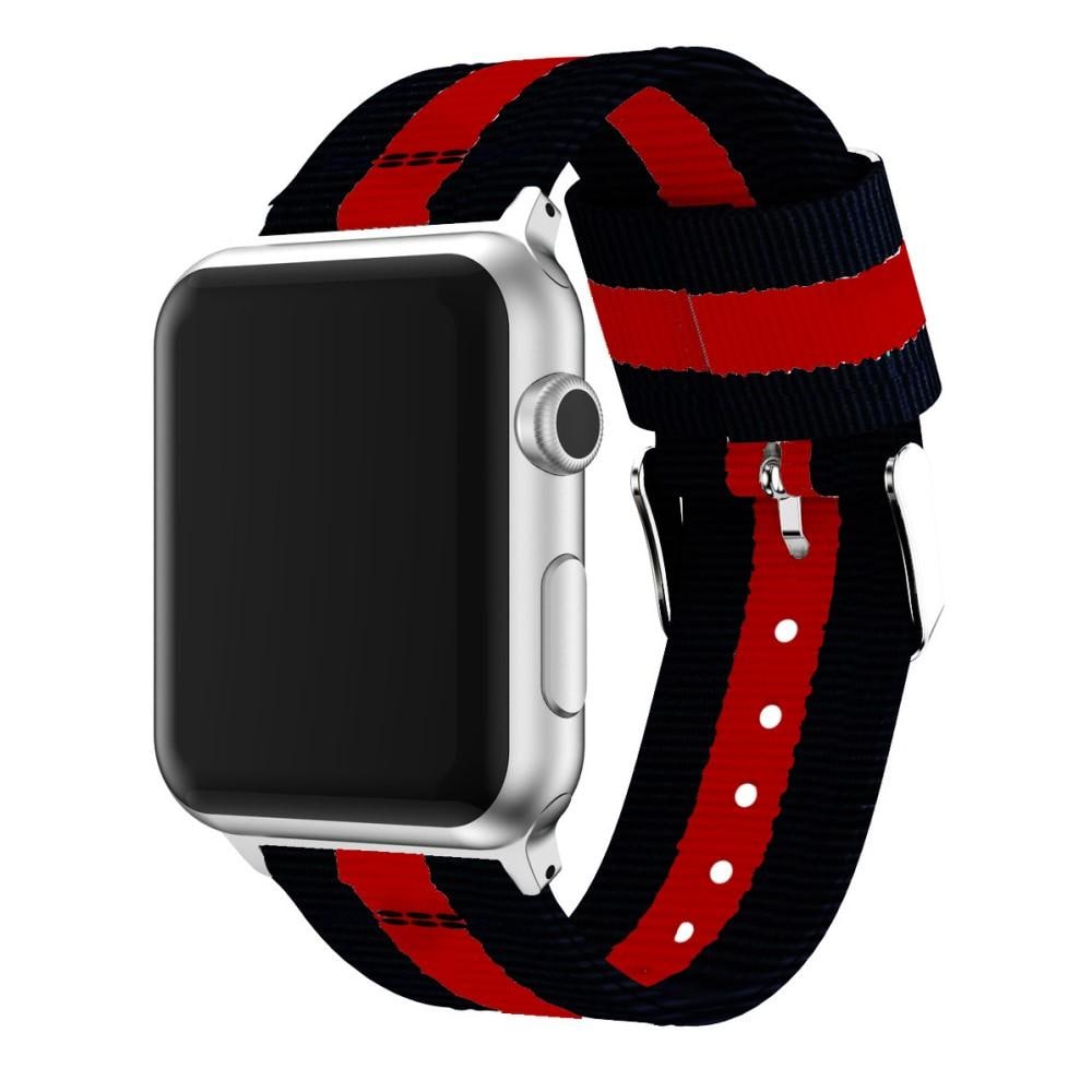 Apple Watch 42mm Armband i nylon, svart/röd