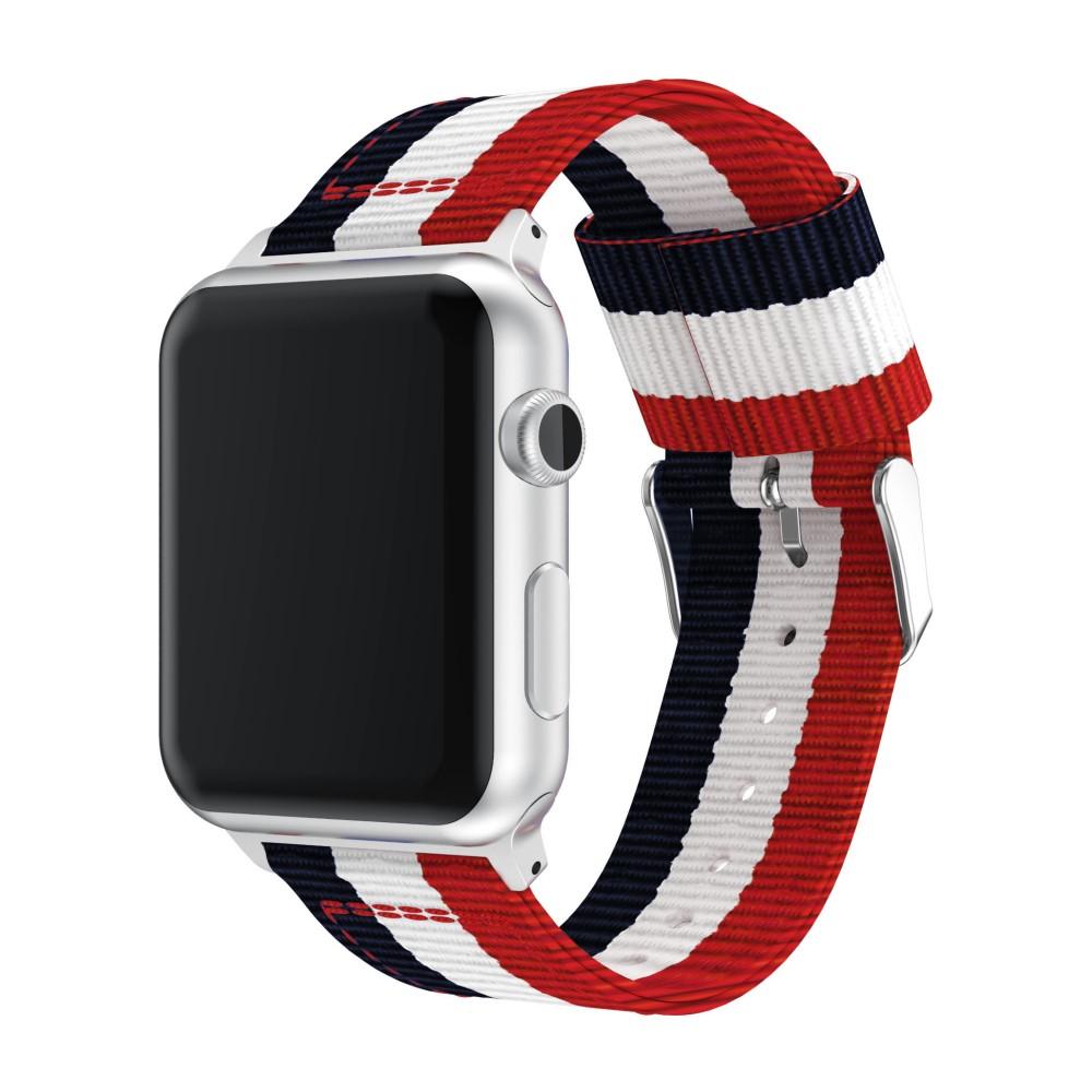 Apple Watch 45mm Series 8 Armband i nylon, blå/vit/röd