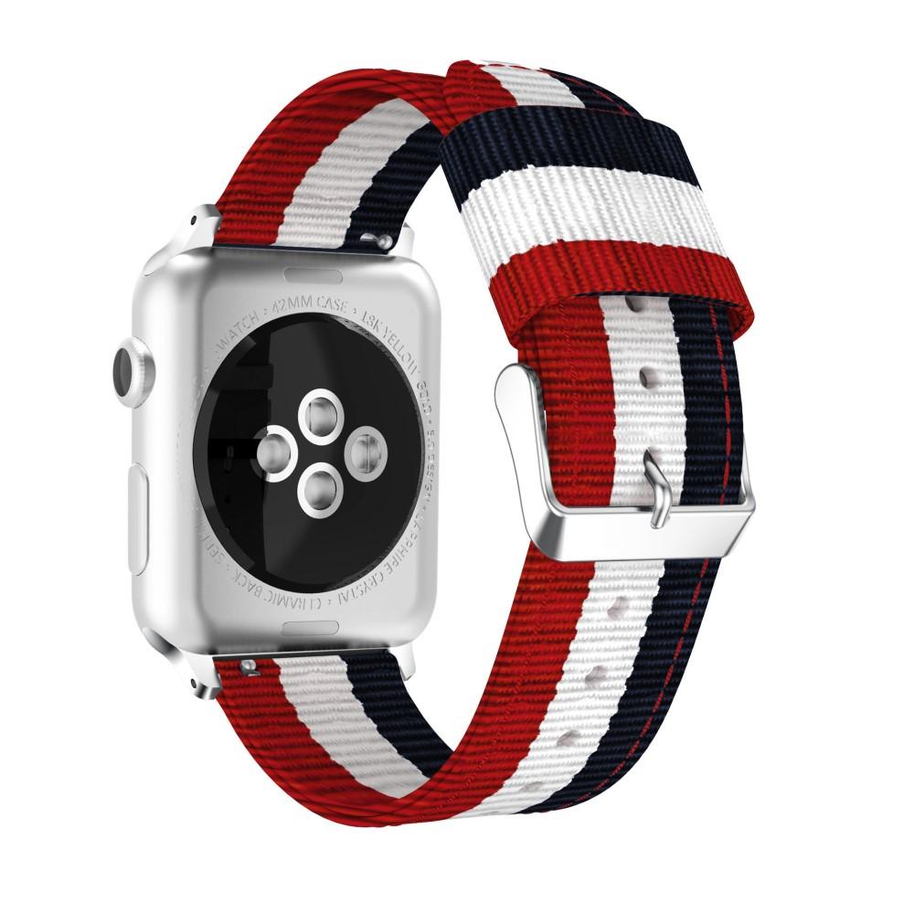 Apple Watch 45mm Series 8 Armband i nylon, blå/vit/röd