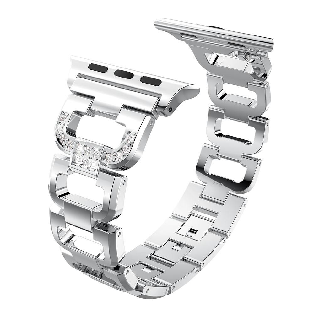 Apple Watch 45mm Series 7 Lyxigt armband med glittrande stenar, silver