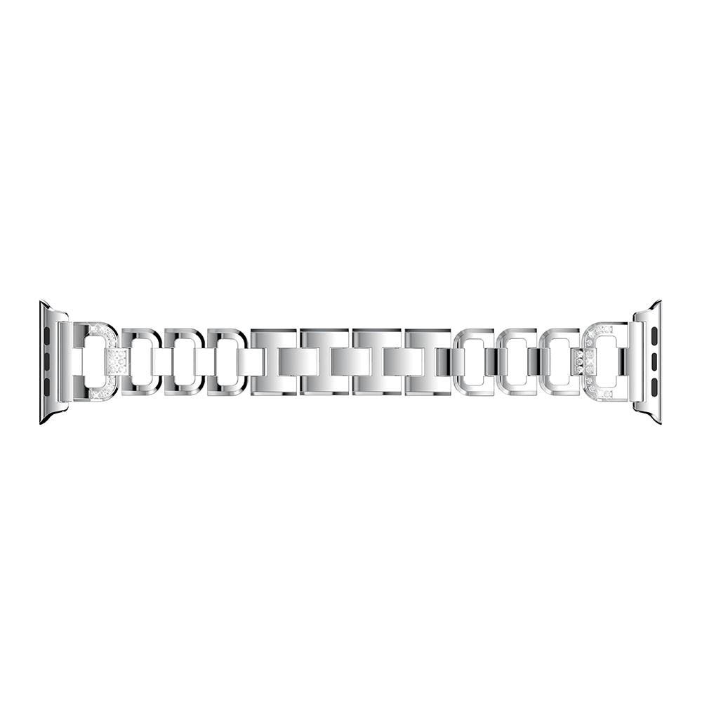 Apple Watch 44mm Lyxigt armband med glittrande stenar, silver