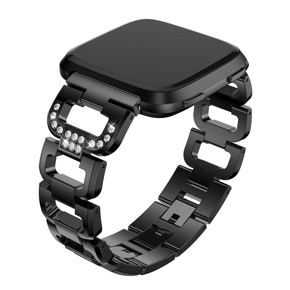 Fitbit Versa/Versa 2 Lyxigt armband med glittrande stenar, svart