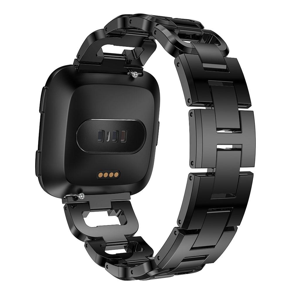 Fitbit Versa/Versa 2 Lyxigt armband med glittrande stenar, svart