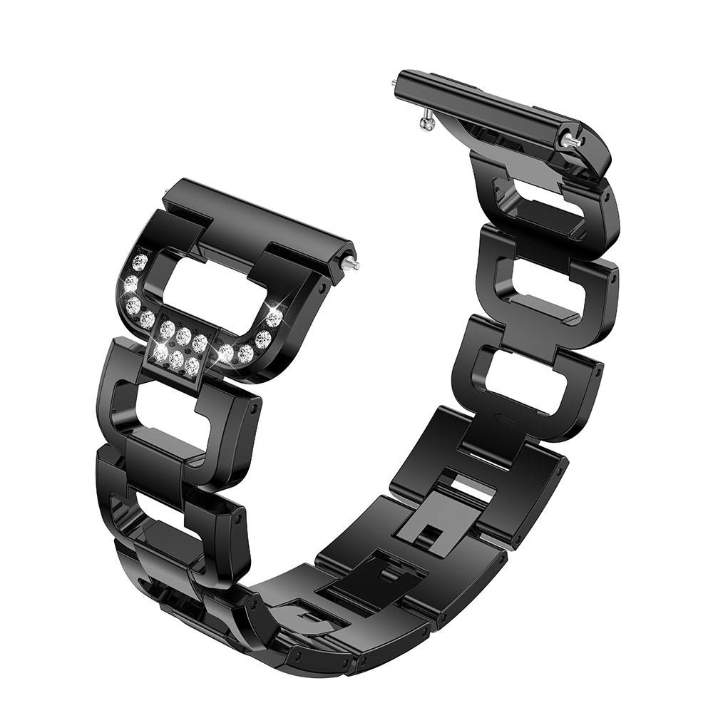 Fitbit Versa/Versa 2 Lyxigt armband med glittrande stenar, svart