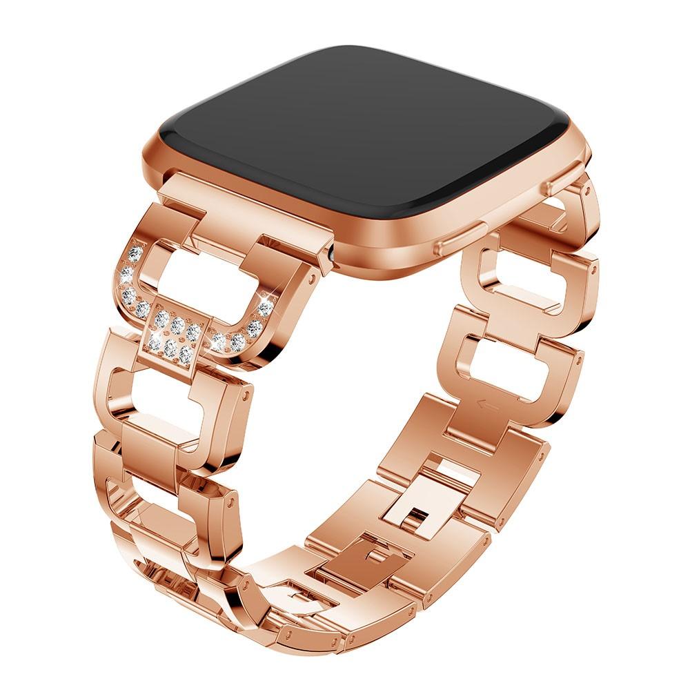 Fitbit Versa/Versa 2 Lyxigt armband med glittrande stenar, roséguld