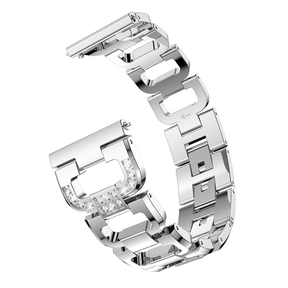 Galaxy Watch 46mm/Gear S3 Lyxigt armband med glittrande stenar, silver