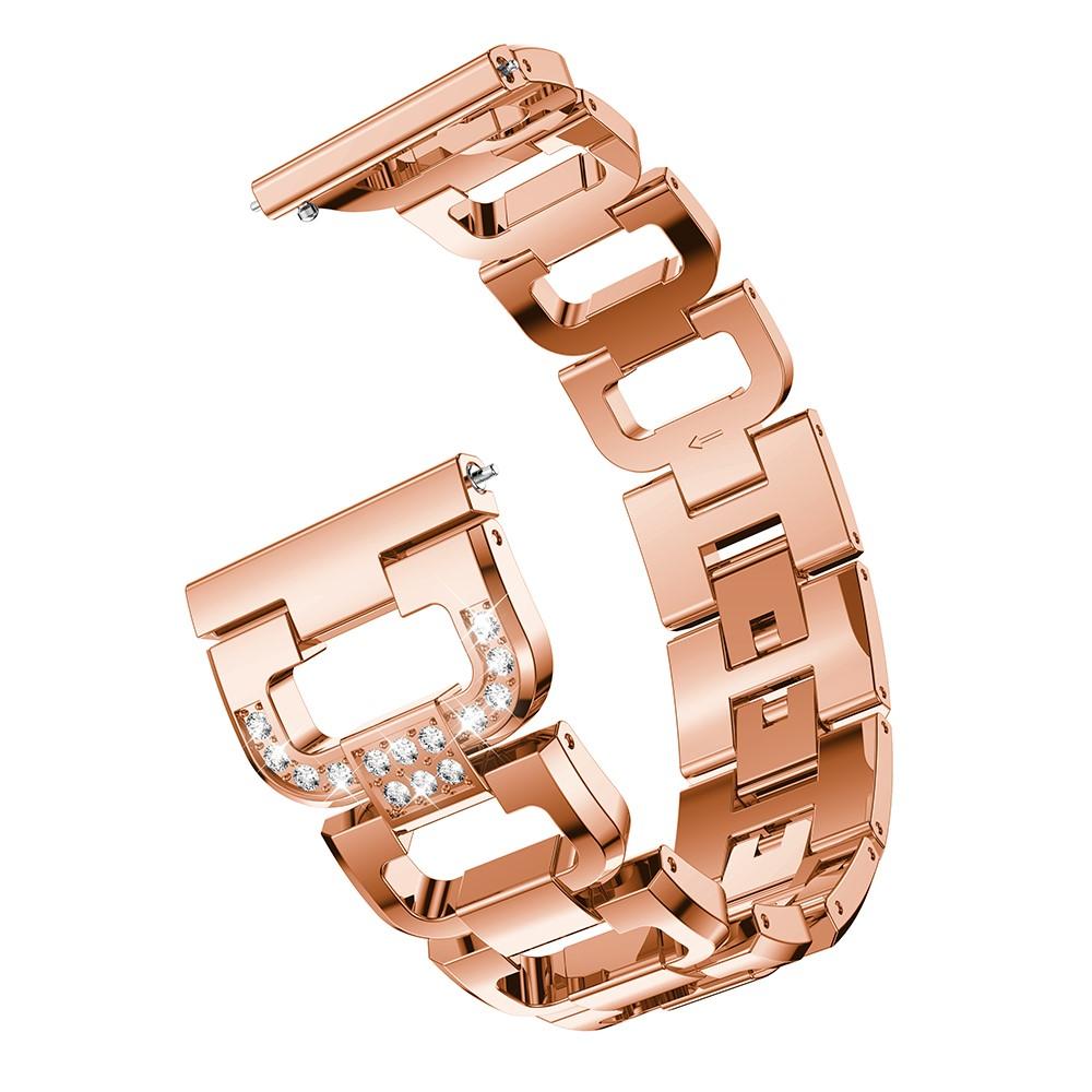 Galaxy Watch 46mm/Gear S3 Lyxigt armband med glittrande stenar, roséguld