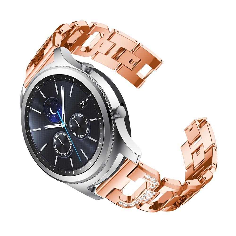 Galaxy Watch 46mm/Gear S3 Lyxigt armband med glittrande stenar, roséguld