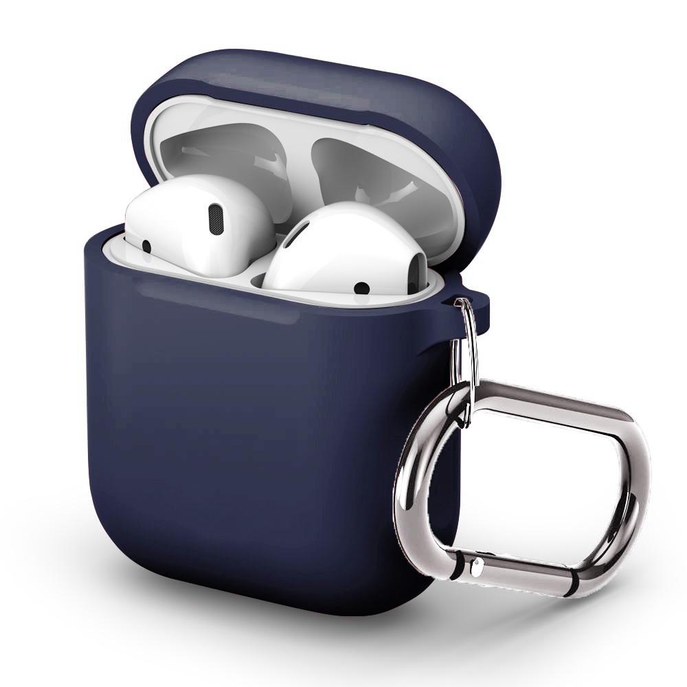 AirPods Silikonskal + karbinhake, marinblå