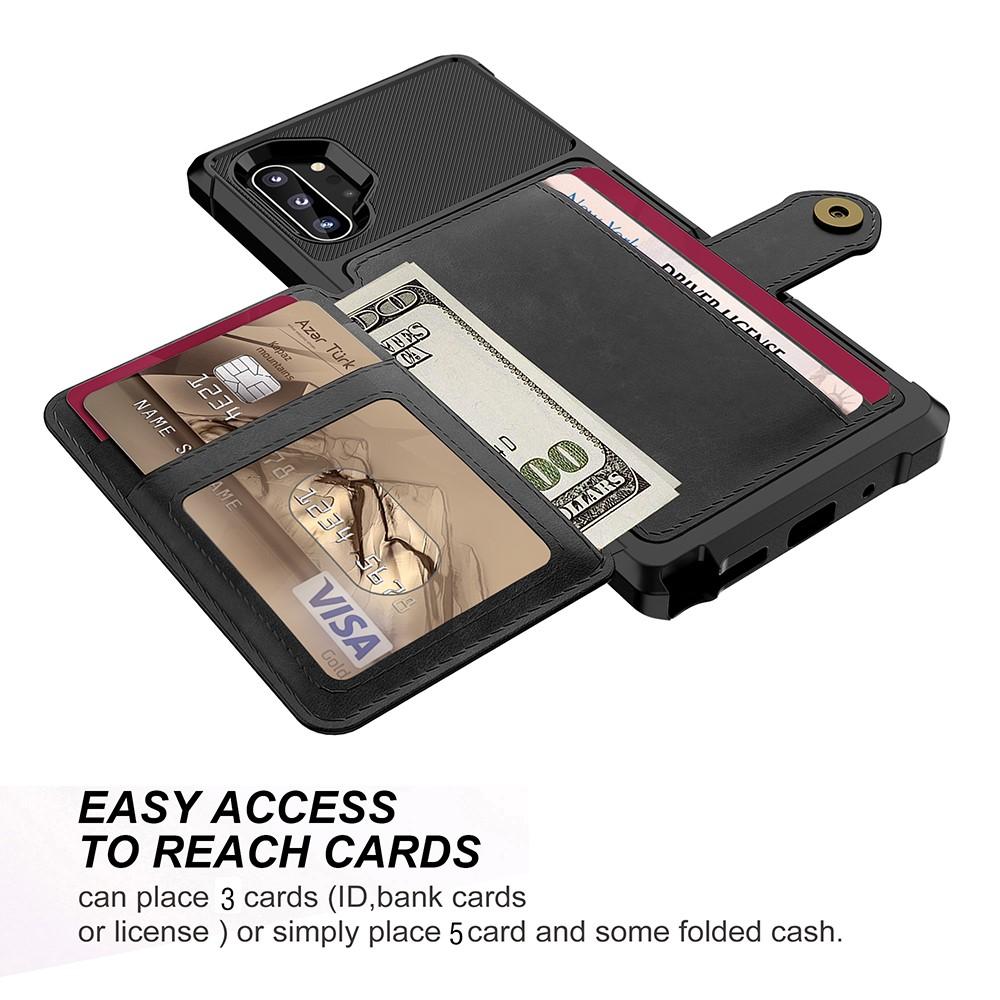 Galaxy Note 10 Plus Stöttåligt Mobilskal med Plånbok, svart