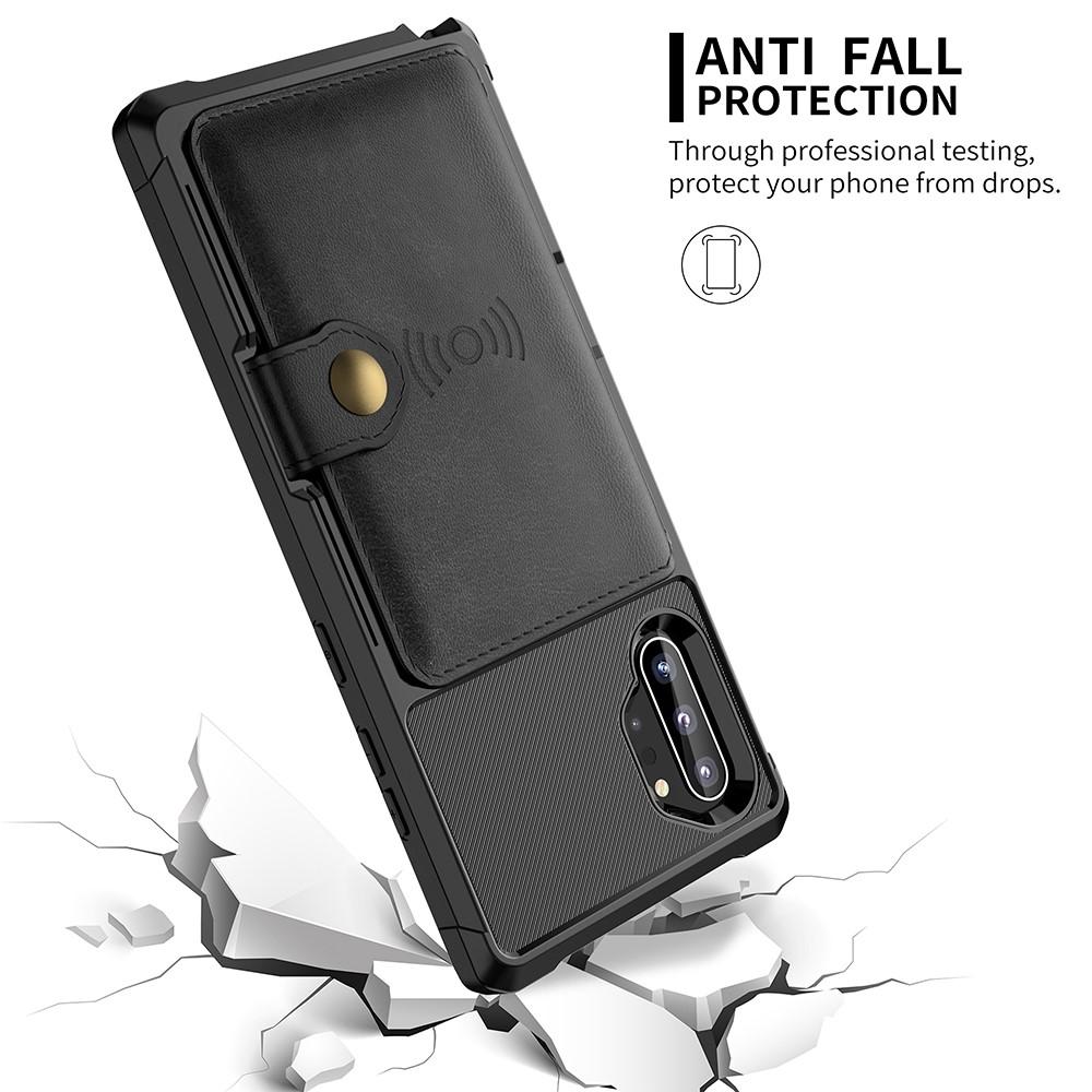 Galaxy Note 10 Plus Stöttåligt Mobilskal med Plånbok, svart