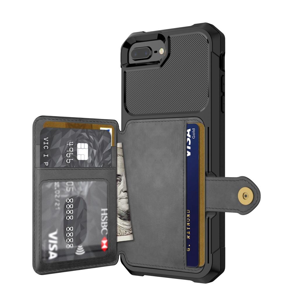 iPhone 7 Plus/iPhone 6 Plus/6S Plu/iPhone 8 Plus Stöttåligt Mobilskal med Plånbok, Svart